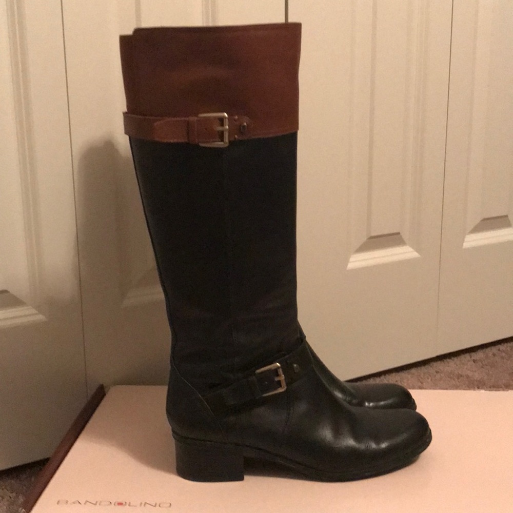 Sale! Beautiful Black/Cognac Leather Boots